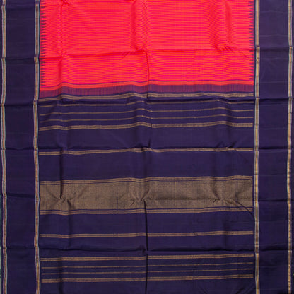Pink And Navy Blue Kanchipuram Silk Saree For Festive Wear PV NYC 1521 - Silk Sari - Panjavarnam PV NYC 1521
