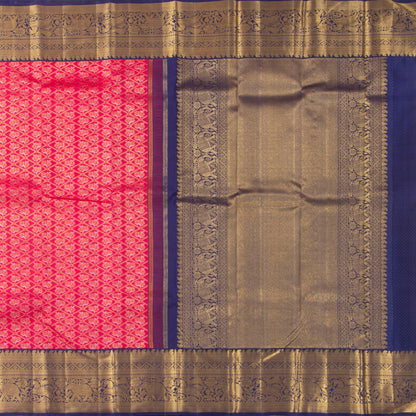Pink And Navy Blue Kanchipuram Silk Saree For Wedding Wear PV NYC 1384 - Silk Sari - Panjavarnam PV NYC 1384