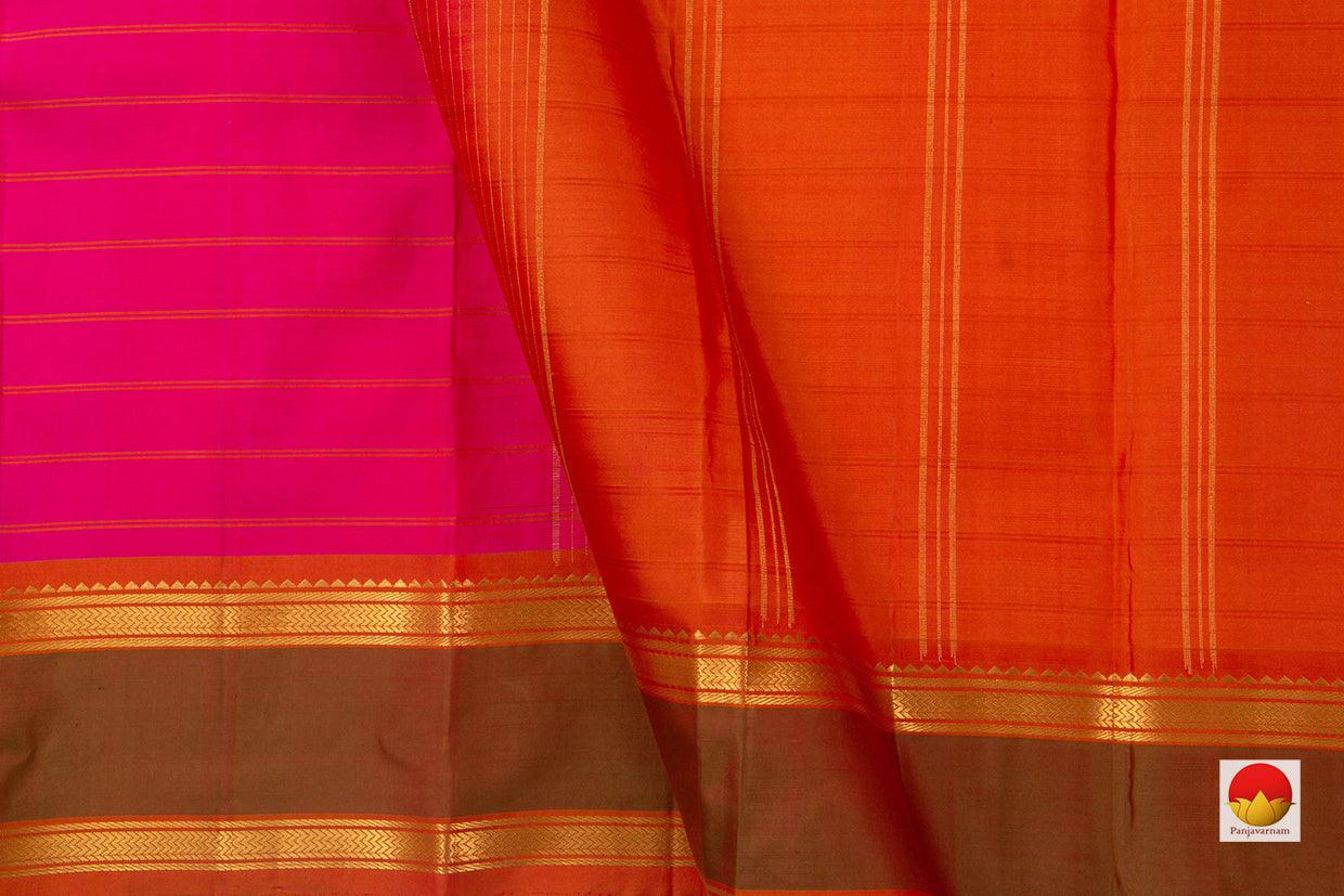 Pink And Orange Kanchipuram Silk Saree Handwoven Pure Silk For Festive Wear PV KNN 128 - Silk Sari - Panjavarnam
