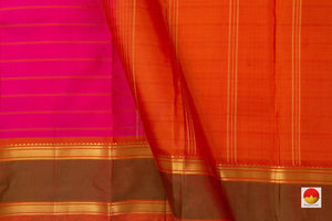 Pink And Orange Kanchipuram Silk Saree Handwoven Pure Silk For Festive Wear PV KNN 128 - Silk Sari - Panjavarnam PV KNN 128