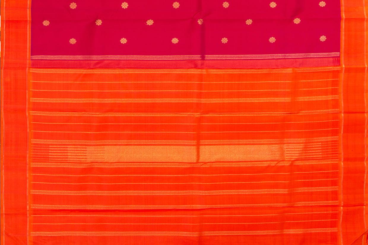 Pink And Orange Kanchipuram Silk Saree With Small Border Handwoven Pure Silk For Wedding Wear PV NYC 1016 - Silk Sari - Panjavarnam