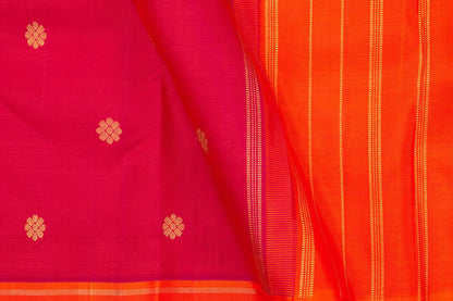 Pink And Orange Kanchipuram Silk Saree With Small Border Handwoven Pure Silk For Wedding Wear PV NYC 1016 - Silk Sari - Panjavarnam PV NYC 1016