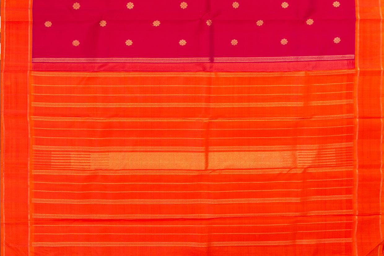 Pink And Orange Kanchipuram Silk Saree With Small Border Handwoven Pure Silk For Wedding Wear PV NYC 1016 - Silk Sari - Panjavarnam PV NYC 1016