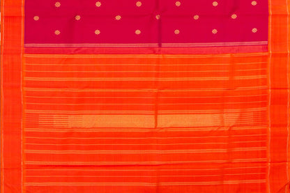 Pink And Orange Kanchipuram Silk Saree With Small Border Handwoven Pure Silk For Wedding Wear PV NYC 1016 - Silk Sari - Panjavarnam PV NYC 1016