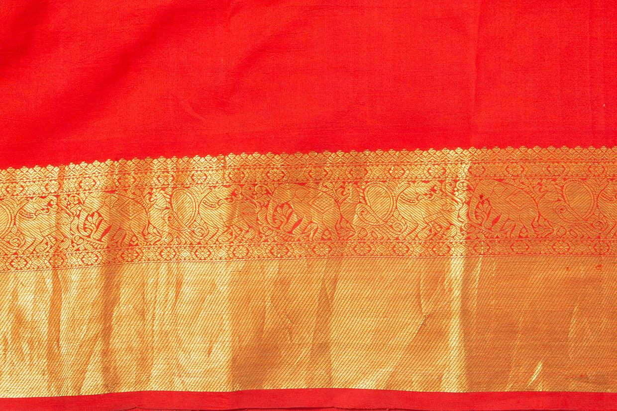 Pink And Red Handpainted Kalamkari Kanchipuram Silk Saree Krishna Leela Theme Pure Zari PV VSR KK 103 - Kalamkari Silk - Panjavarnam