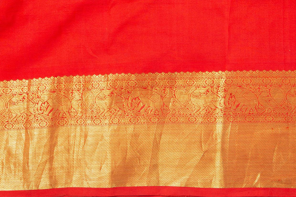 Pink And Red Handpainted Kalamkari Kanchipuram Silk Saree Krishna Leela Theme Pure Zari PV VSR KK 103 - Kalamkari Silk - Panjavarnam PV VSR KK 103