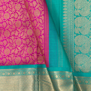 Pink And Turquoise Blue Kanchipuram Silk Saree For Wedding Wear PV NYC 1362 - Silk Sari - Panjavarnam PV NYC 1362