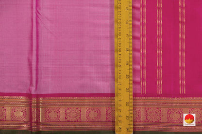 Pink And White Dual Shade Kanchipuram Silk Saree With Pink Border Handwoven Pure Silk Pure Zari For Festive Wear PV J 6106 - Silk Sari - Panjavarnam