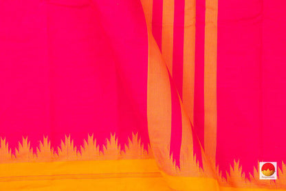 Pink And Yellow Kanchi Cotton Saree For Office Wear PV KC 412 - Cotton Saree - Panjavarnam PV KC 412