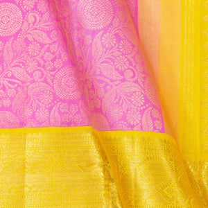 Pink And Yellow Kanchipuram Silk Saree For Bridal Wear PV NYC 1400 - Silk Sari - Panjavarnam PV NYC 1400