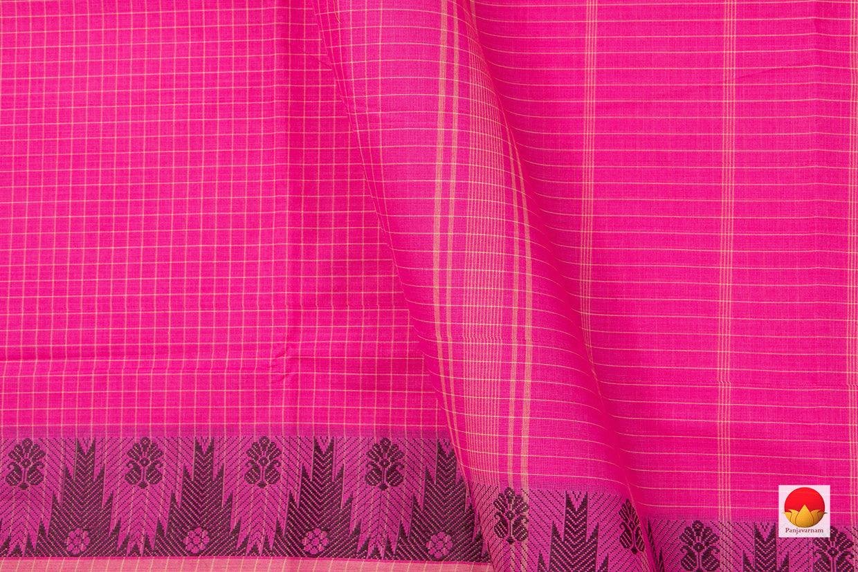 Pink Chettinad Cotton Saree Temple Border For Casual Wear PV CC 138 - Cotton Saree - Panjavarnam