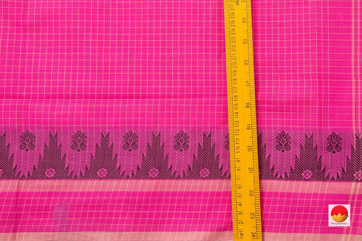 Pink Chettinad Cotton Saree Temple Border For Casual Wear PV CC 138 - Cotton Saree - Panjavarnam