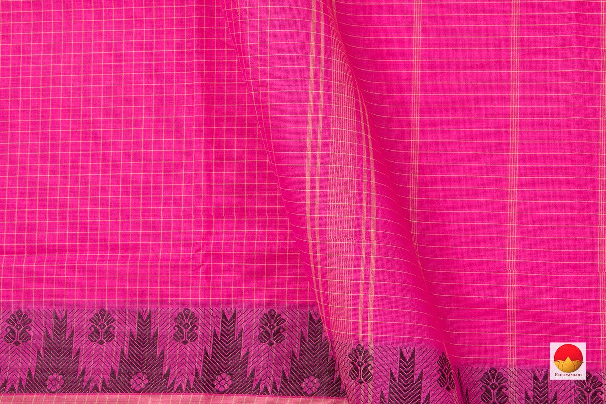 Pink Chettinad Cotton Saree Temple Border For Casual Wear PV CC 138 - Cotton Saree - Panjavarnam PV CC 138