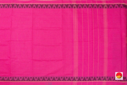 Pink Chettinad Cotton Saree Temple Border For Casual Wear PV CC 138 - Cotton Saree - Panjavarnam PV CC 138