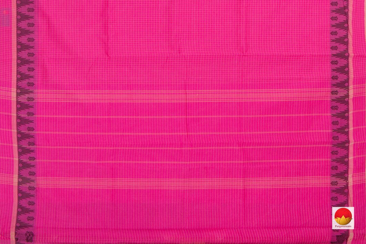 Pink Chettinad Cotton Saree Temple Border For Casual Wear PV CC 138 - Cotton Saree - Panjavarnam PV CC 138