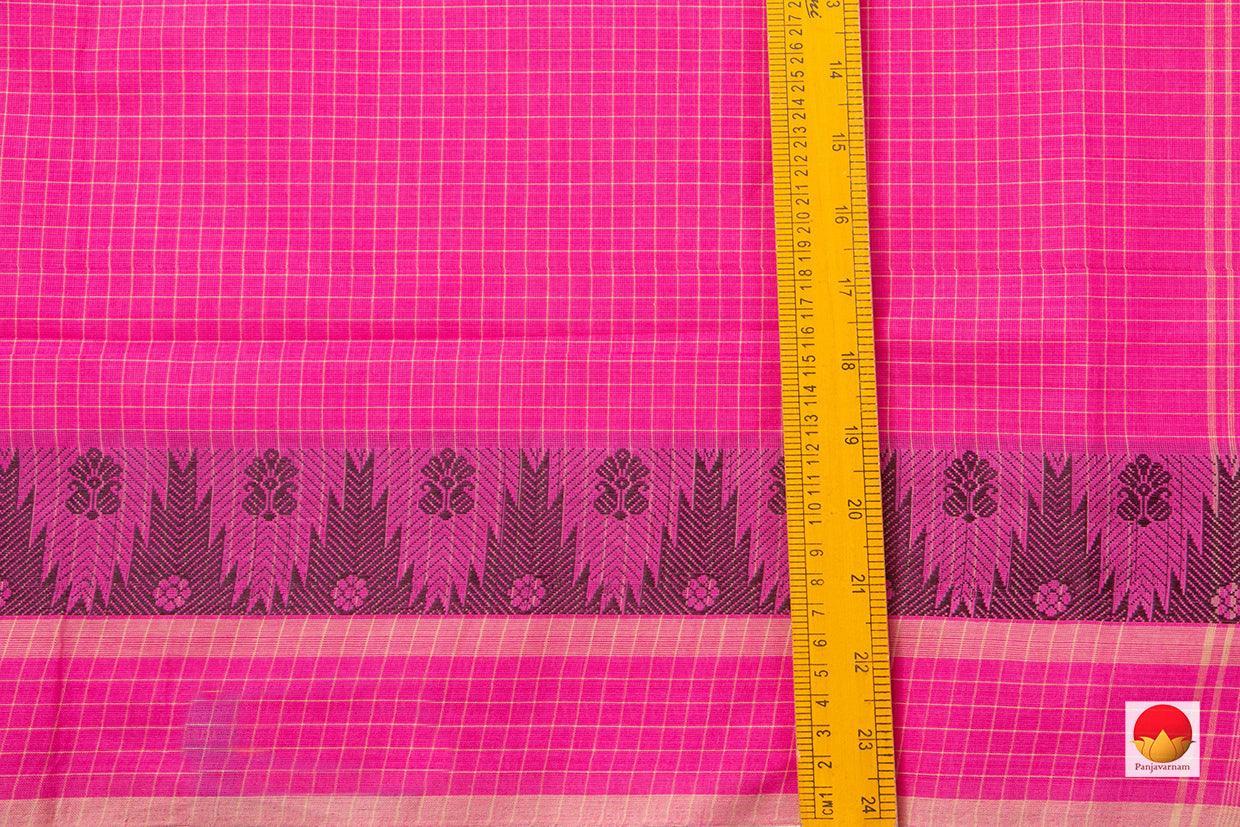 Pink Chettinad Cotton Saree Temple Border For Casual Wear PV CC 138 - Cotton Saree - Panjavarnam PV CC 138