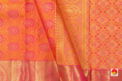 Pink Floral Jacquard Kanchipuram Silk Saree Handwoven Pure Silk Pure Zari For Wedding Wear PV NYC 742 - Silk Sari - Panjavarnam PV NYC 742