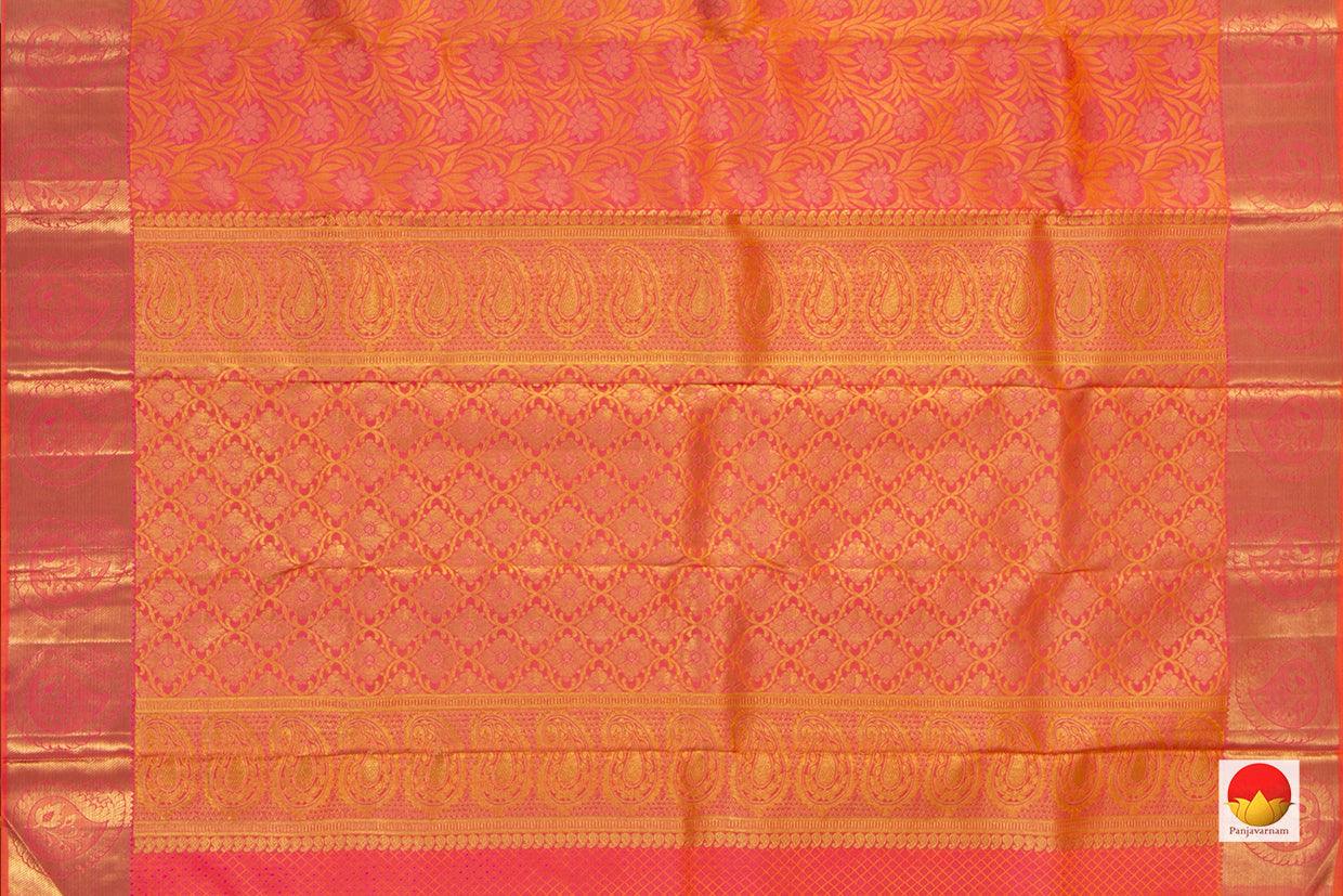 Pink Floral Jacquard Kanchipuram Silk Saree Handwoven Pure Silk Pure Zari For Wedding Wear PV NYC 742 - Silk Sari - Panjavarnam PV NYC 742