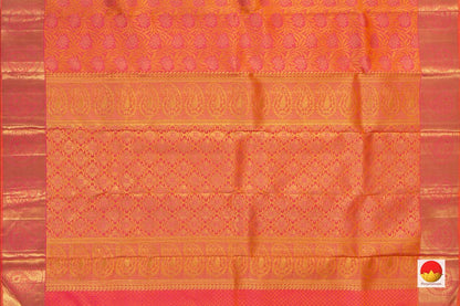 Pink Floral Jacquard Kanchipuram Silk Saree Handwoven Pure Silk Pure Zari For Wedding Wear PV NYC 742 - Silk Sari - Panjavarnam PV NYC 742