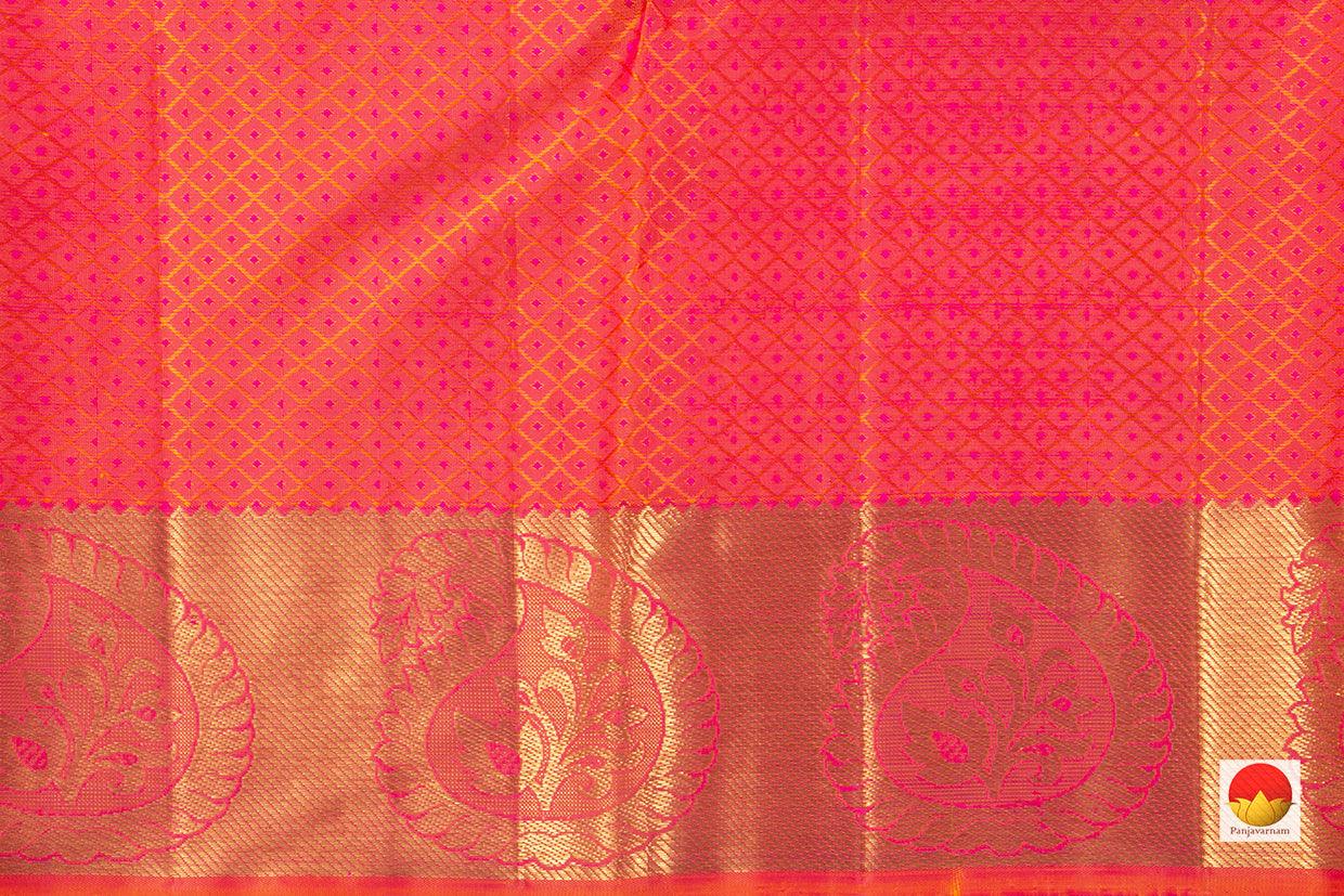 Pink Floral Jacquard Kanchipuram Silk Saree Handwoven Pure Silk Pure Zari For Wedding Wear PV NYC 742 - Silk Sari - Panjavarnam PV NYC 742