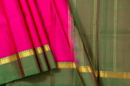Pink Ganga Jamuna Border Kanchipuram Silk Saree Light Weight For Festive Wear PV KNN 203 - Silk Sari - Panjavarnam