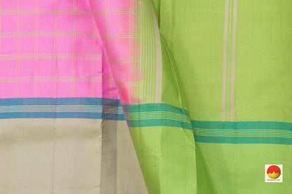 Pink Ganga Jamuna Kanchipuram Silk Saree Handwoven Pure Silk No Zari Light Weight Office Wear PV KNN 170 - Silk Sari - Panjavarnam