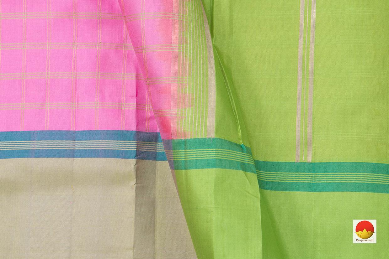 Pink Ganga Jamuna Kanchipuram Silk Saree Handwoven Pure Silk No Zari Light Weight Office Wear PV KNN 170 - Silk Sari - Panjavarnam PV KNN 170