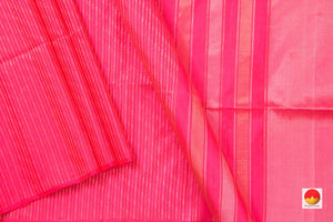 Pink Handwoven Soft Silk Saree Pure Silk With Vertical Stripes For Festive Wear PV RSP 131 - Silk Sari - Panjavarnam PV RSP 131