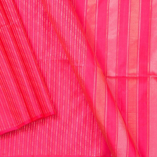 Pink Handwoven Soft Silk Saree Pure Silk With Vertical Stripes For Festive Wear PV RSP 131 - Silk Sari - Panjavarnam PV RSP 131