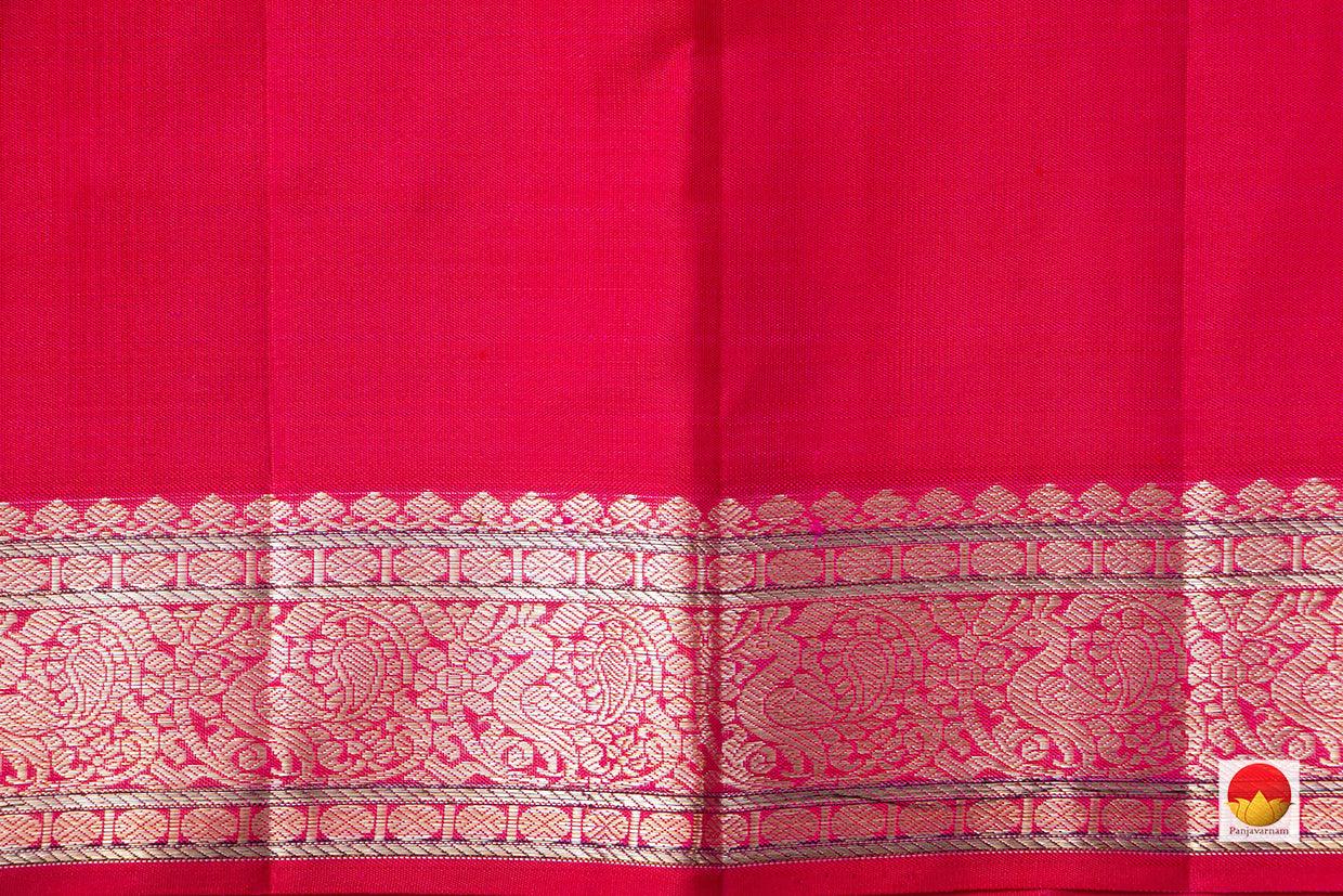 Pink Jacquard Kanchipuram Silk Saree With Short Border Handwoven Pure Silk Pure Zari For Festive Wear PV NYC 972 - Silk Sari - Panjavarnam
