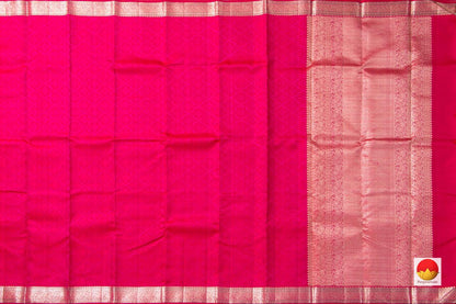 Pink Jacquard Kanchipuram Silk Saree With Short Border Handwoven Pure Silk Pure Zari For Festive Wear PV NYC 972 - Silk Sari - Panjavarnam PV NYC 972