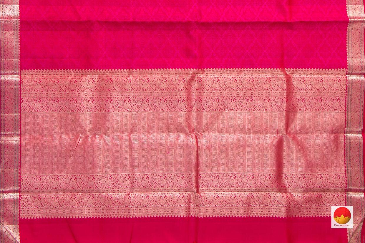 Pink Jacquard Kanchipuram Silk Saree With Short Border Handwoven Pure Silk Pure Zari For Festive Wear PV NYC 972 - Silk Sari - Panjavarnam PV NYC 972