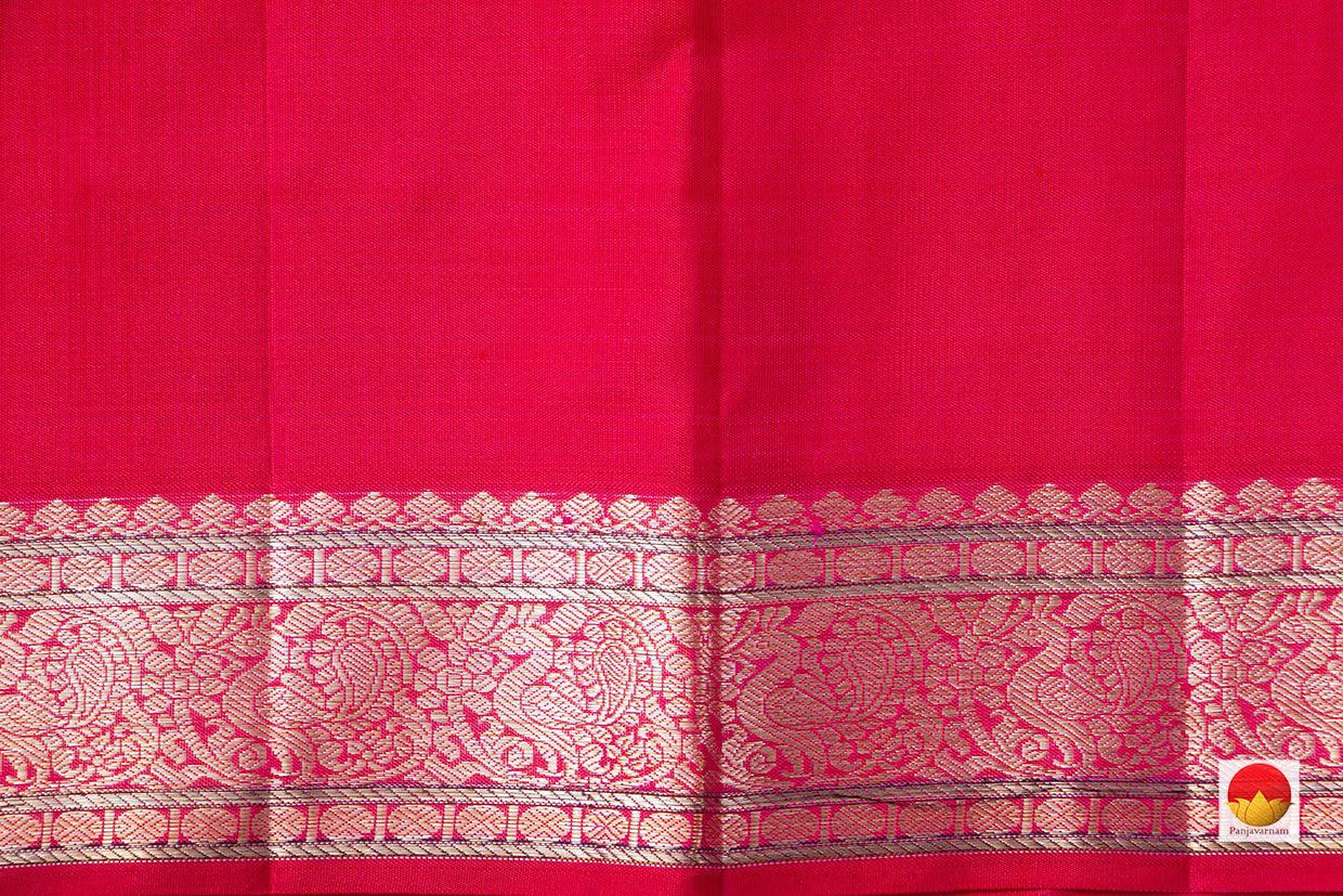 Pink Jacquard Kanchipuram Silk Saree With Short Border Handwoven Pure Silk Pure Zari For Festive Wear PV NYC 972 - Silk Sari - Panjavarnam PV NYC 972