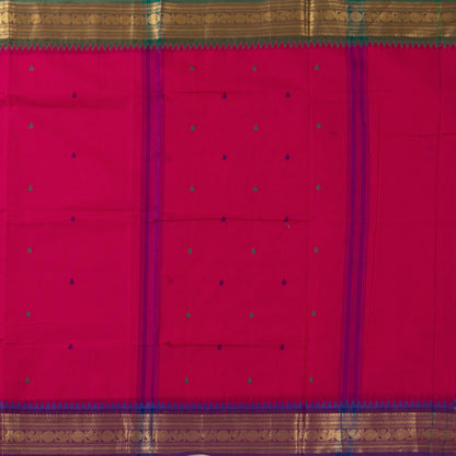 Pink Kanchi Cotton Saree Ganga Jamuna Border PV MM KC 185 - Cotton Saree - Panjavarnam PV MM KC 185