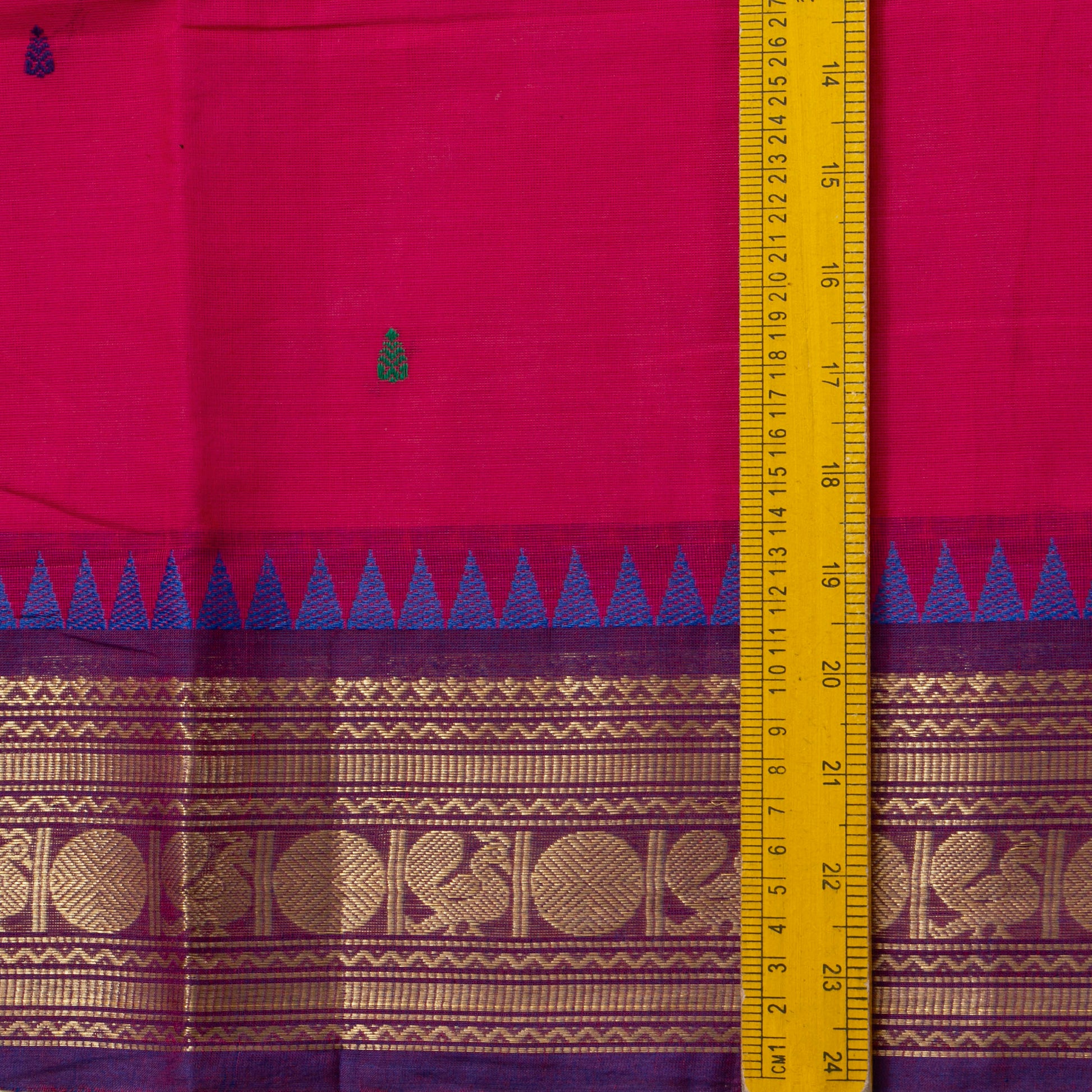 Pink Kanchi Cotton Saree Ganga Jamuna Border PV MM KC 185 - Cotton Saree - Panjavarnam PV MM KC 185