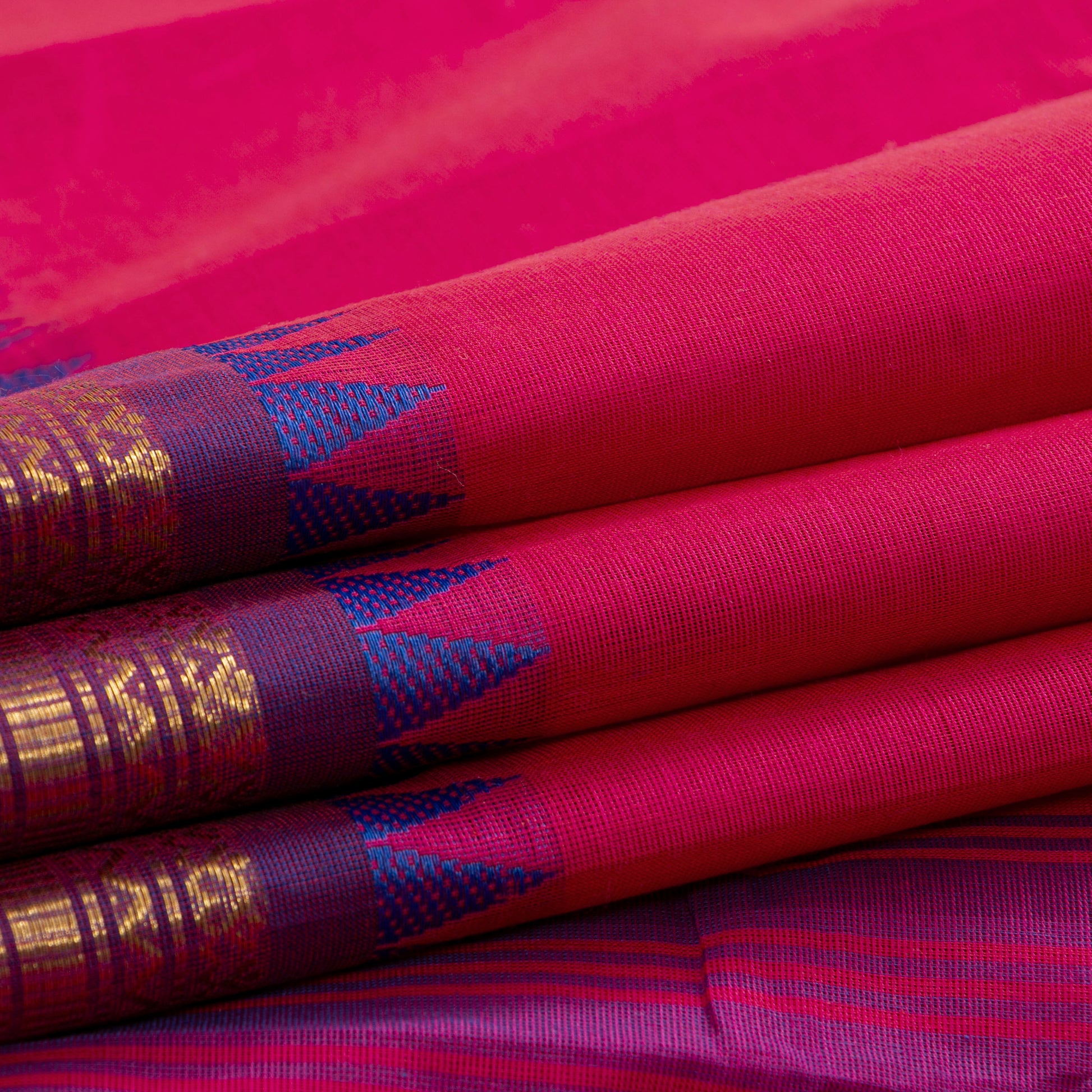 Pink Kanchi Cotton Saree Ganga Jamuna Border PV MM KC 185 - Cotton Saree - Panjavarnam PV MM KC 185