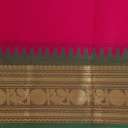 Pink Kanchi Cotton Saree Ganga Jamuna Border PV MM KC 185 - Cotton Saree - Panjavarnam PV MM KC 185