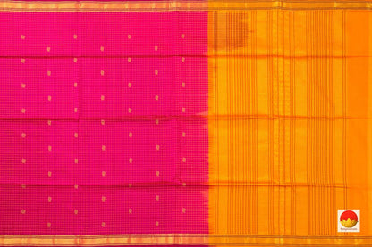 Pink Kanchi Silk Cotton Saree With Gold Zari And Silk Thread Work Handwoven For Festive Wear PV KSC 1205 - Silk Cotton - Panjavarnam