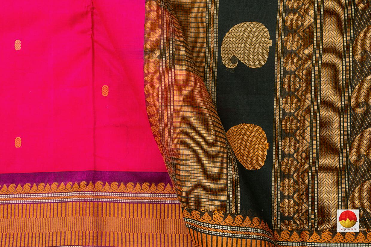 Pink Kanchi Silk Cotton Saree With Silk Thread Work Handwoven For Office Wear PV KSC 1195 - Cotton Saree - Panjavarnam PV KSC 1195