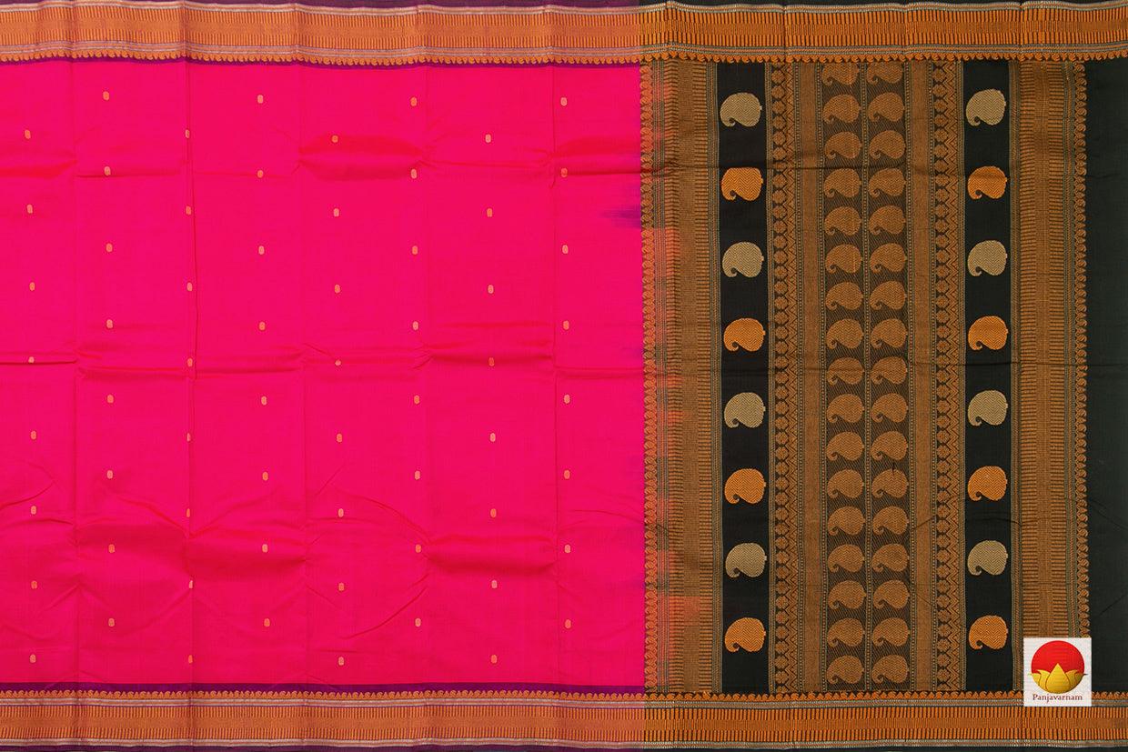 Pink Kanchi Silk Cotton Saree With Silk Thread Work Handwoven For Office Wear PV KSC 1195 - Cotton Saree - Panjavarnam PV KSC 1195