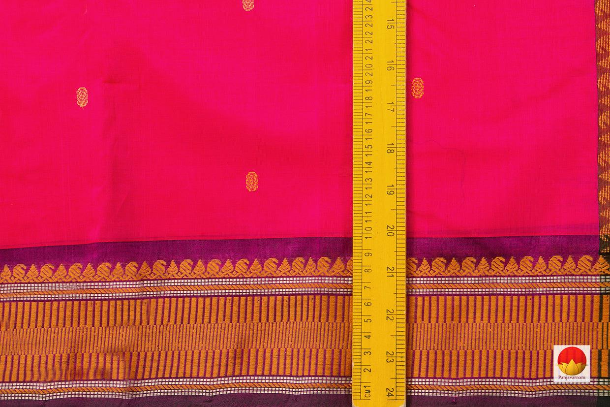 Pink Kanchi Silk Cotton Saree With Silk Thread Work Handwoven For Office Wear PV KSC 1195 - Cotton Saree - Panjavarnam PV KSC 1195