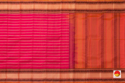 Pink Kanchi Silk Cotton Saree With Veldhari Stripes Handwoven For Office Wear KSC 1187 - Silk Cotton - Panjavarnam KSC 1187