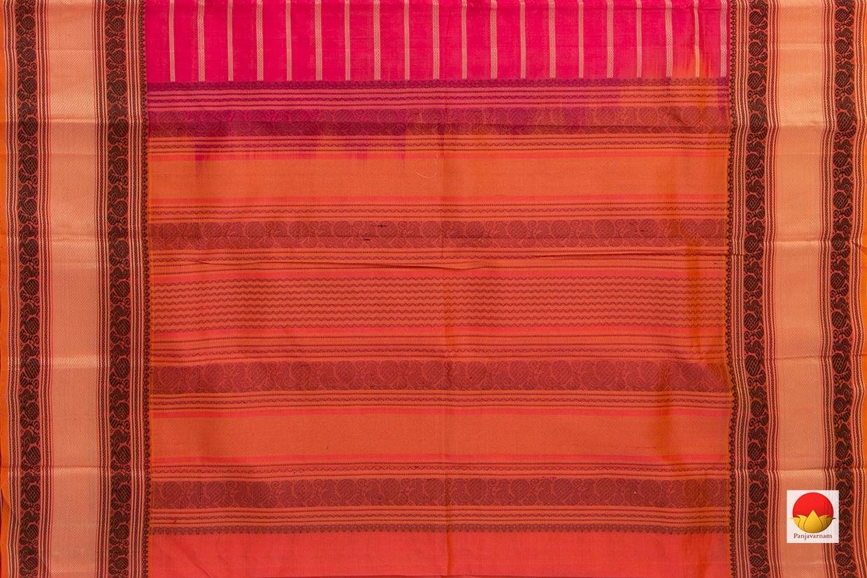 Pink Kanchi Silk Cotton Saree With Veldhari Stripes Handwoven For Office Wear KSC 1187 - Silk Cotton - Panjavarnam KSC 1187