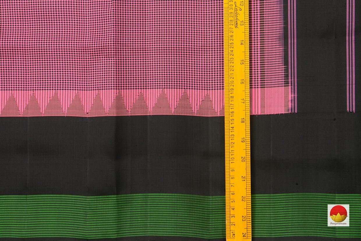 Pink Kanchipuram Silk Saree Handwoven Pure Silk Khasa Khasa Checks Temple Border No Zari PV KNN 194 - Silk Sari - Panjavarnam PV KNN 194