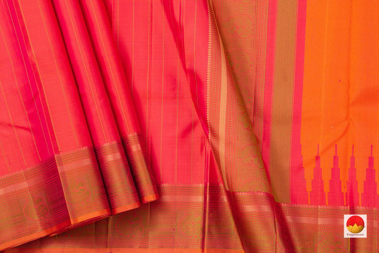 Pink Kanchipuram Silk Saree Handwoven Pure Silk No Zari For Festive Wear PV RM NZ 446 - Silk Sari - Panjavarnam