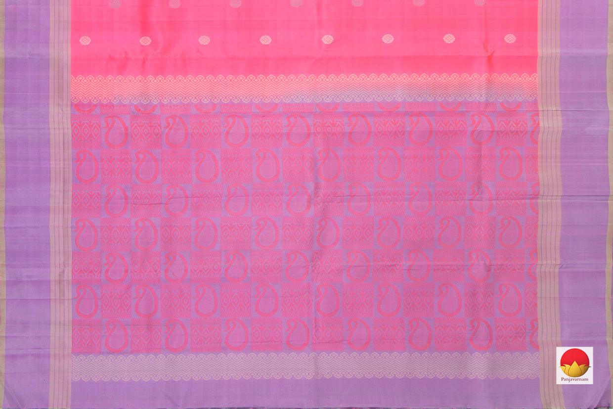 Pink Kanchipuram Silk Saree Handwoven Pure Silk No Zari Light Weight With Medium Border Office Wear PV KNN 174 - Silk Sari - Panjavarnam PV KNN 174