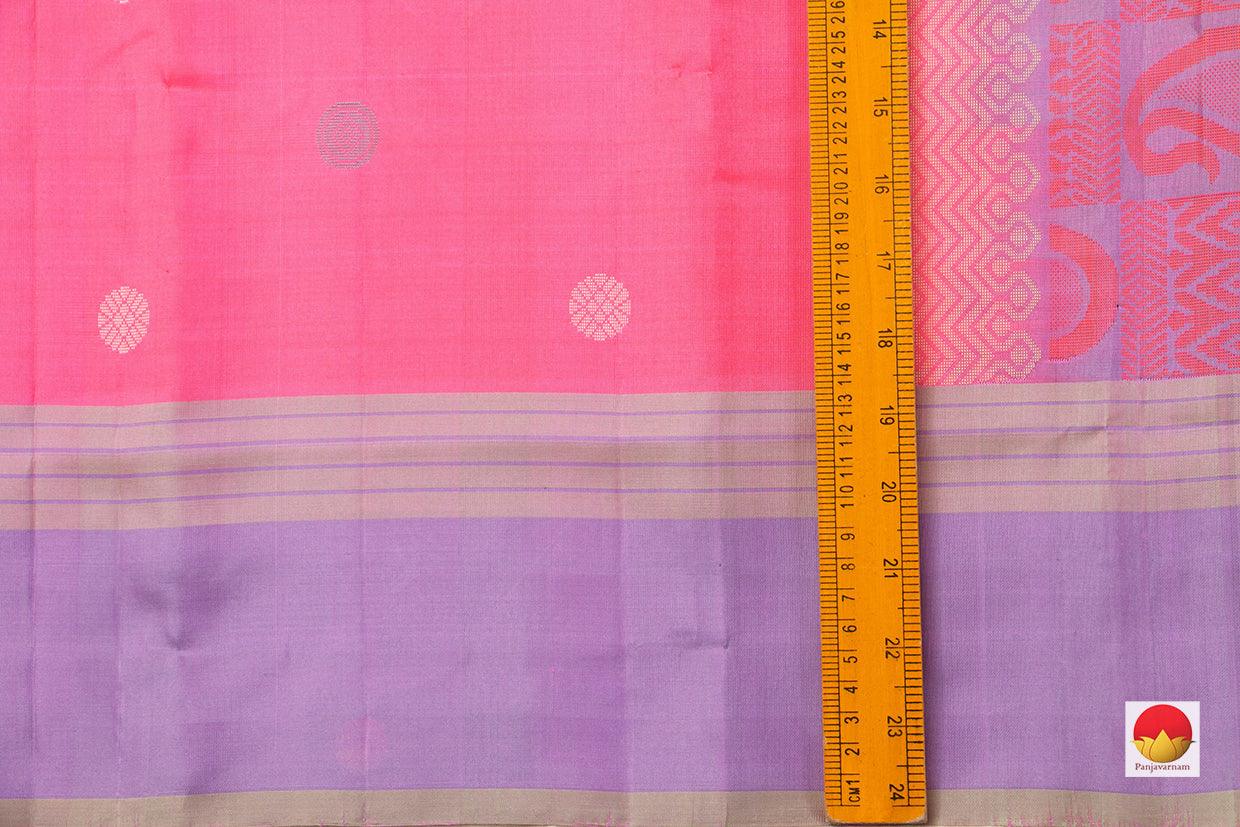 Pink Kanchipuram Silk Saree Handwoven Pure Silk No Zari Light Weight With Medium Border Office Wear PV KNN 174 - Silk Sari - Panjavarnam PV KNN 174