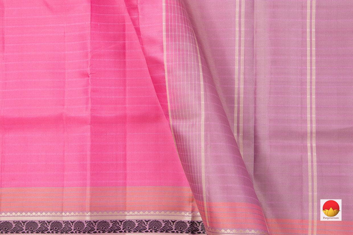 Pink Kanchipuram Silk Saree Handwoven Pure Silk No Zari Medium Border Office wear PV KNN 160 - Silk Sari - Panjavarnam