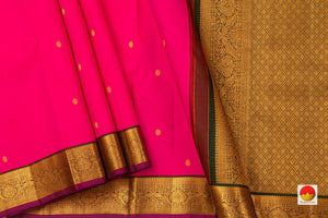 Pink Kanchipuram Silk Saree Handwoven Pure Silk Pure Zari For Festive Ocassion PV J 3160 - Silk Sari - Panjavarnam PV J 3160