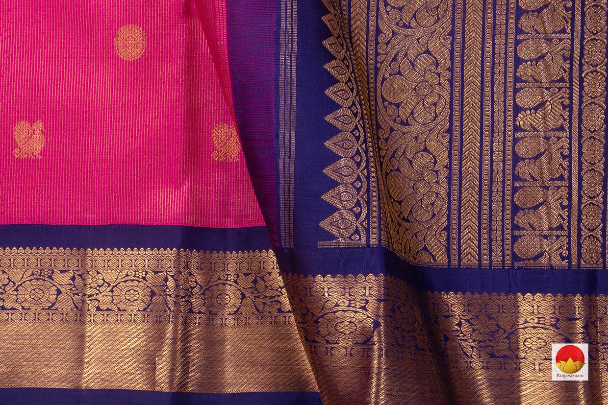 Pink Kanchipuram Silk Saree Handwoven Pure Silk Pure Zari Vaira Oosi For Wedding Wear PV NYC 744 - Silk Sari - Panjavarnam